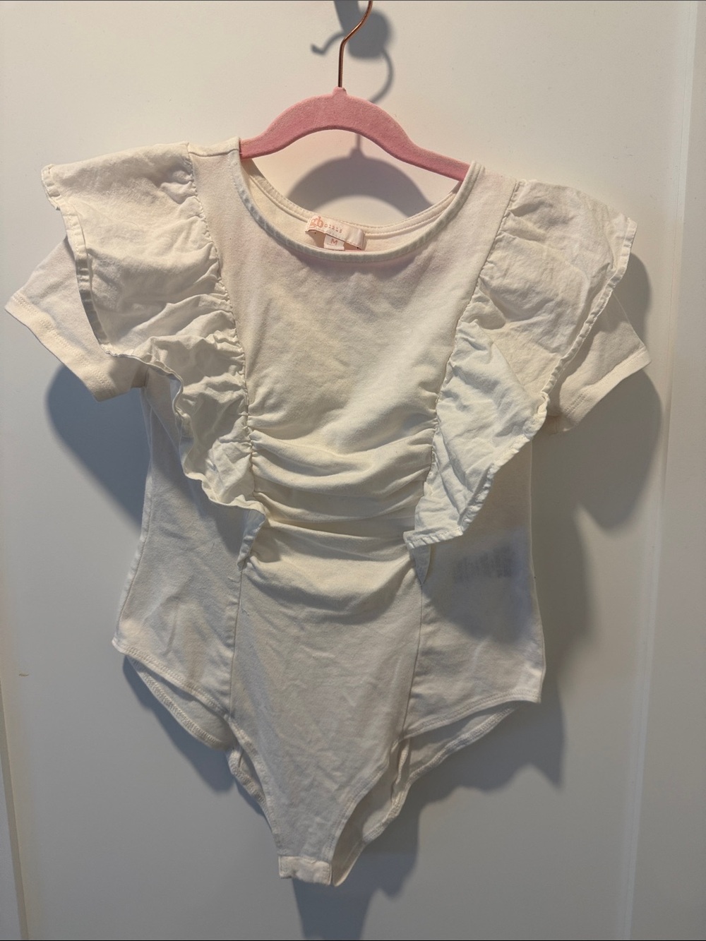 GB girls White Ruffle One-Piece Bodysuit